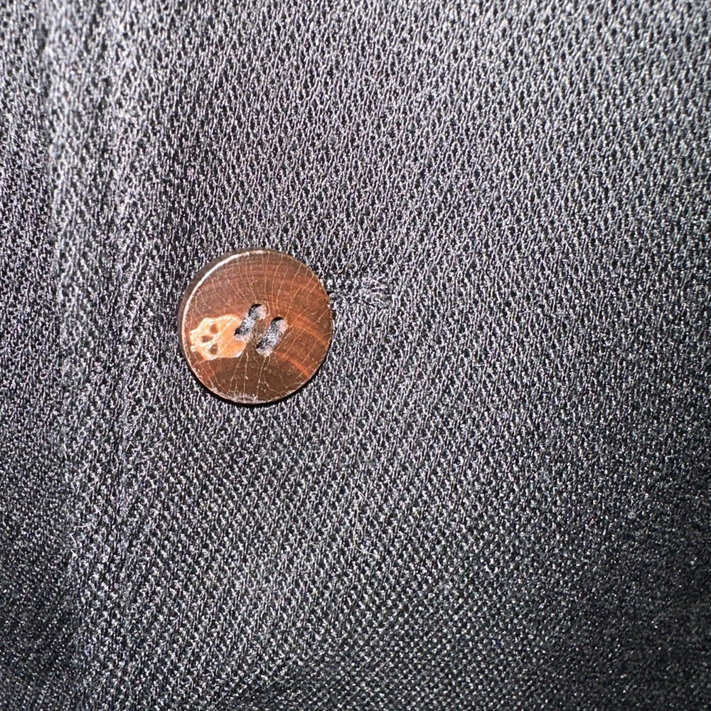 Men's Black Double-Breasted Peacoat w/Skull buttons & sweatshirt lining - Picture 5 of 12